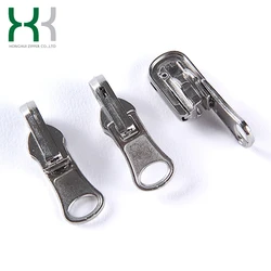 Smooth sliding high polished auto lock metal zinc alloy leather back zipper jeans slider