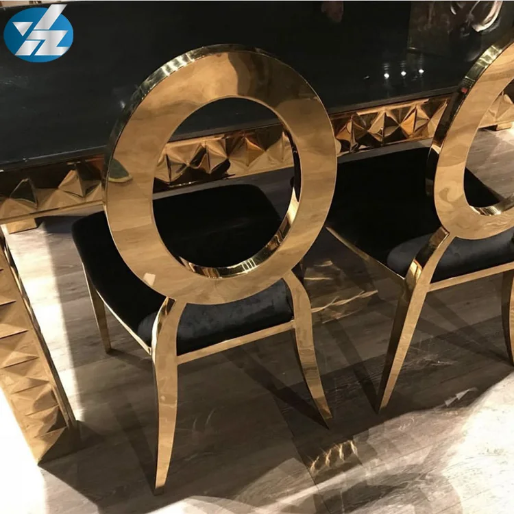 Ring back Gold Luxury stainless steel wedding chairs banquet chair