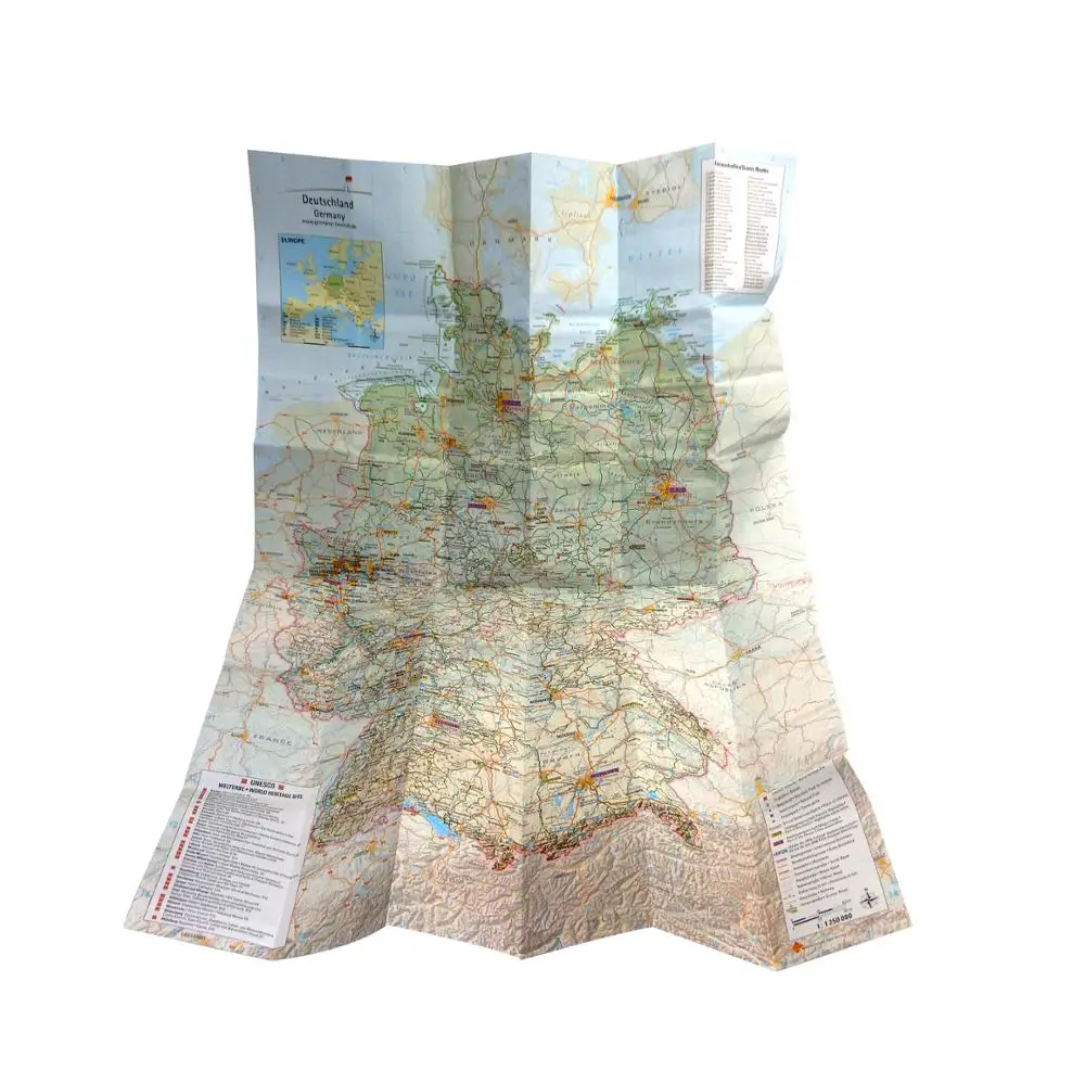 Hot sale large size presentation folder flyer cheap folded map printing