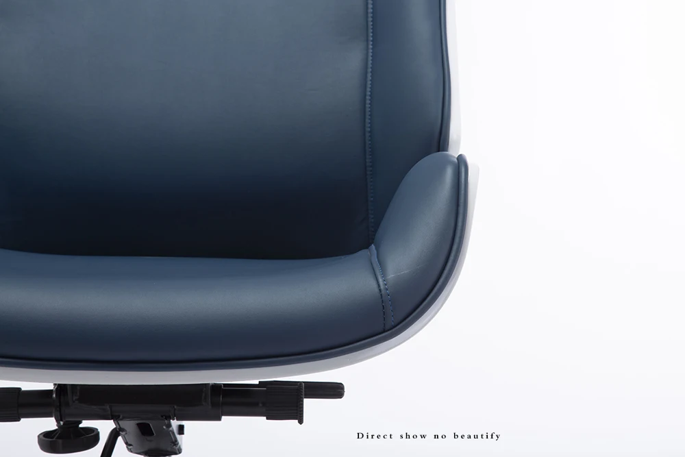 Walnut veneer Navy blue leather low back conference room staff office chairs