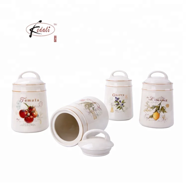 Tableware airtight lid ceramic food storage container kitchen seasoning bottle canister