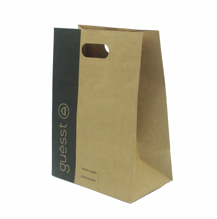 Heavy duty brown kraft paper bag die cut handle