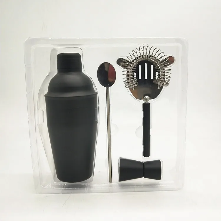 
550ml stainless steel cocktail shaker set in matt black in gift box,cocktail shaker set 