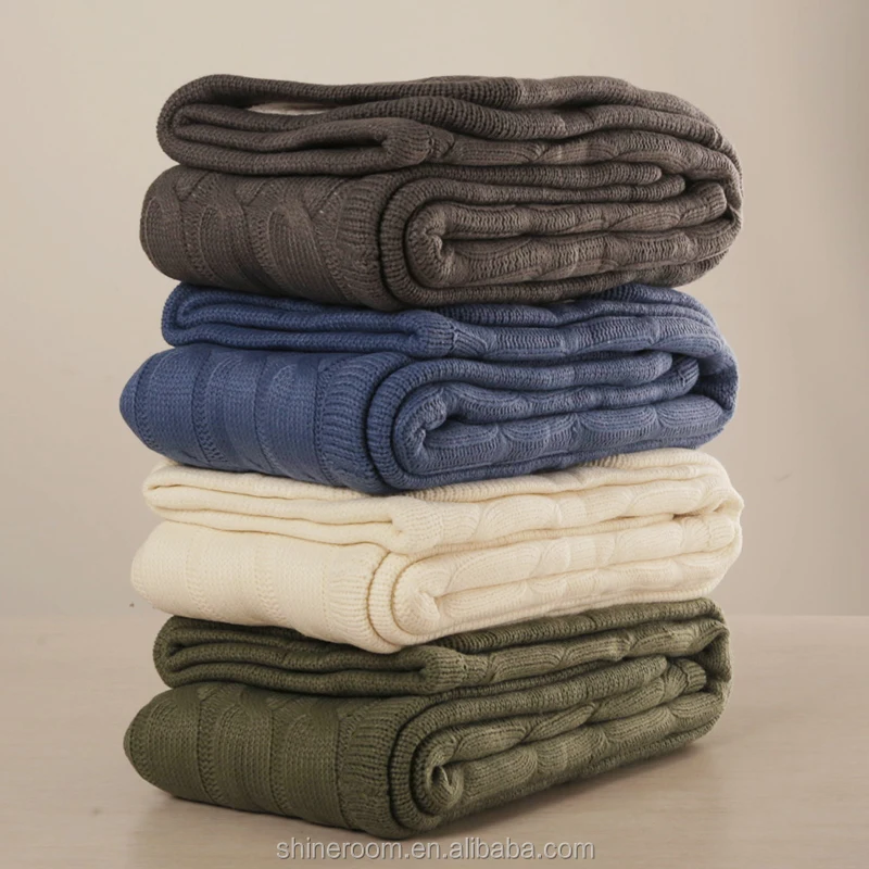 Super Soft Double Layer Cable Knit with Sherpa Backing Baby Blanket