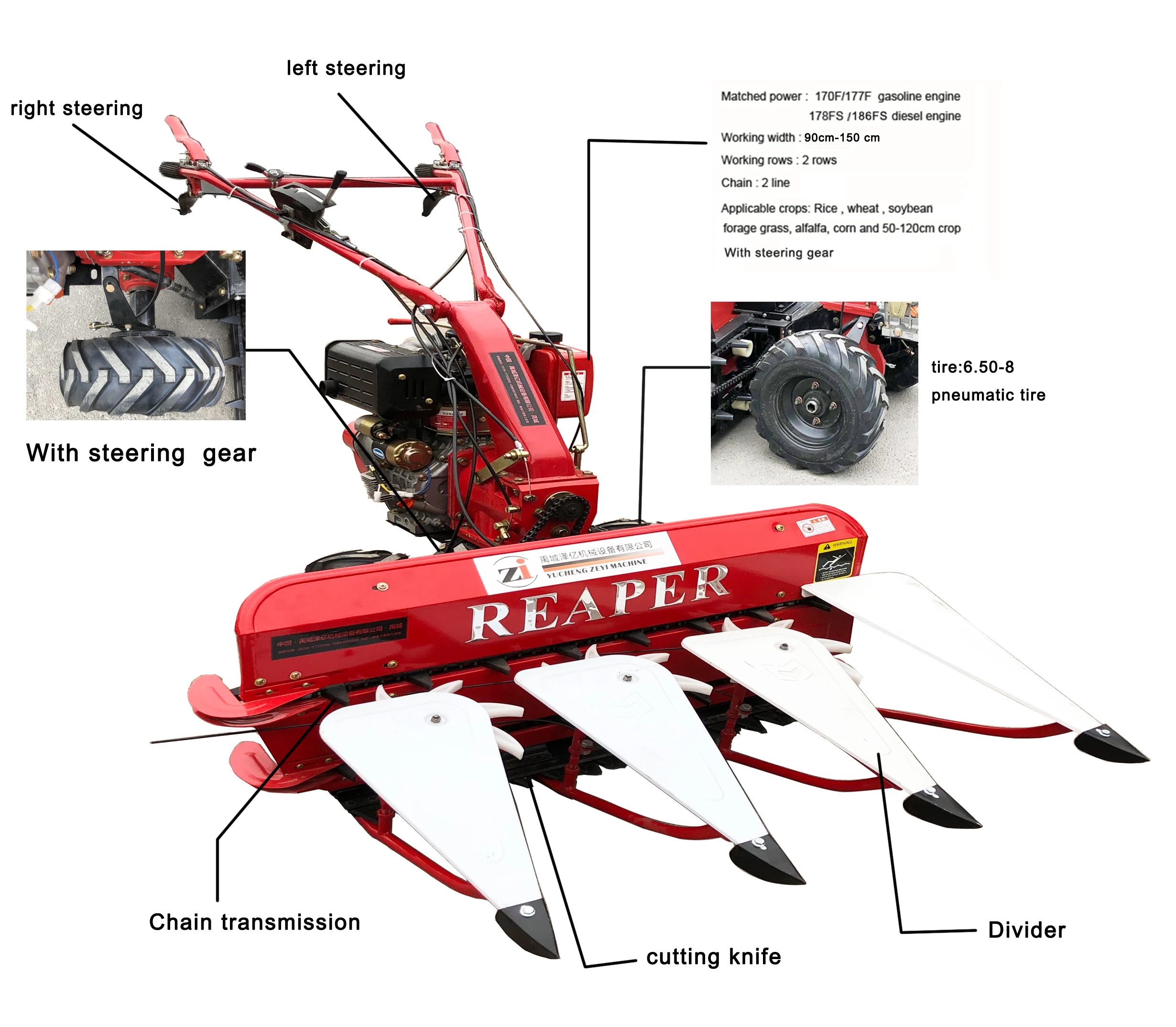 Best selling wheat harvester made in China a large number of stock