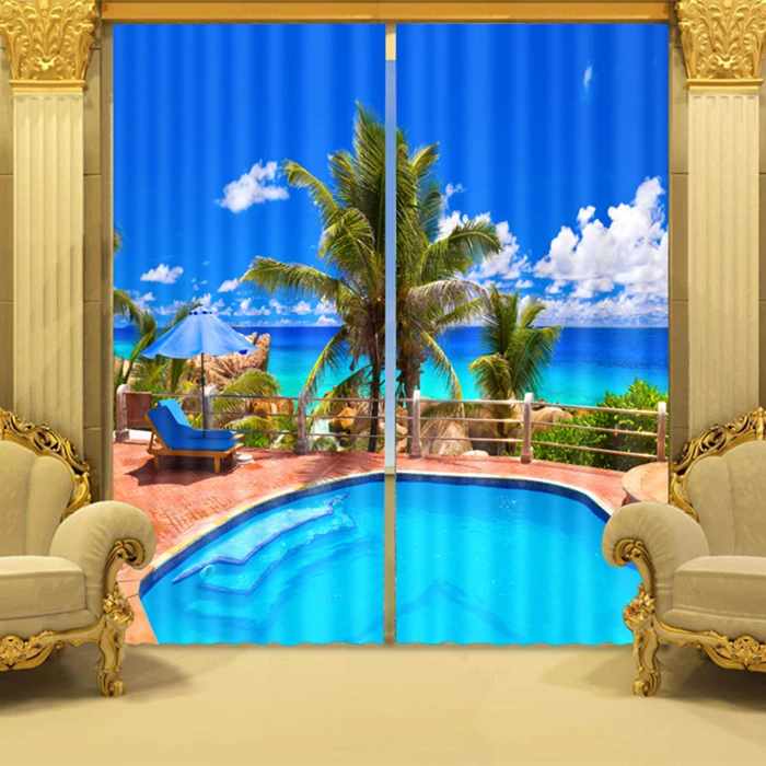 
Home Textile 100% Polyester Blackout 3D Printed Door Air Wall Covering Window Curtain 