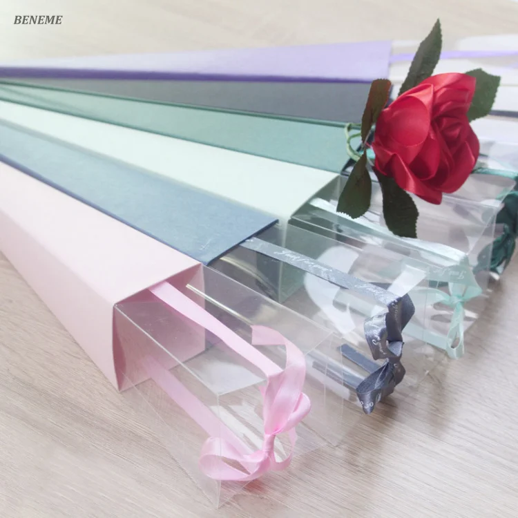 Hot Selling 41 cm 63 cm Long Paper Flower Box Cone Single Long Stem Roses Box