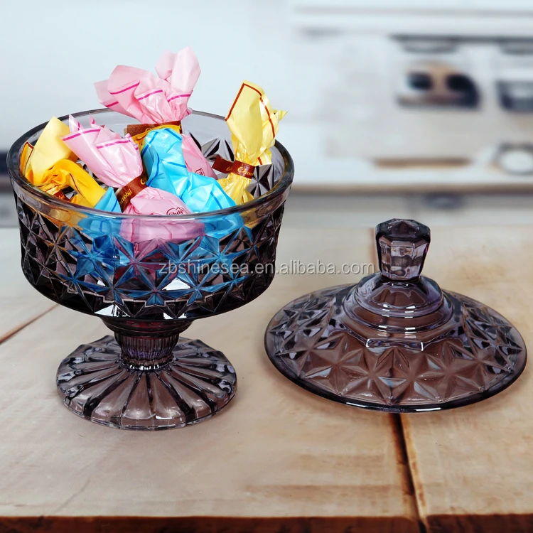 
decorative glass candy jar with glass lid table decanter 