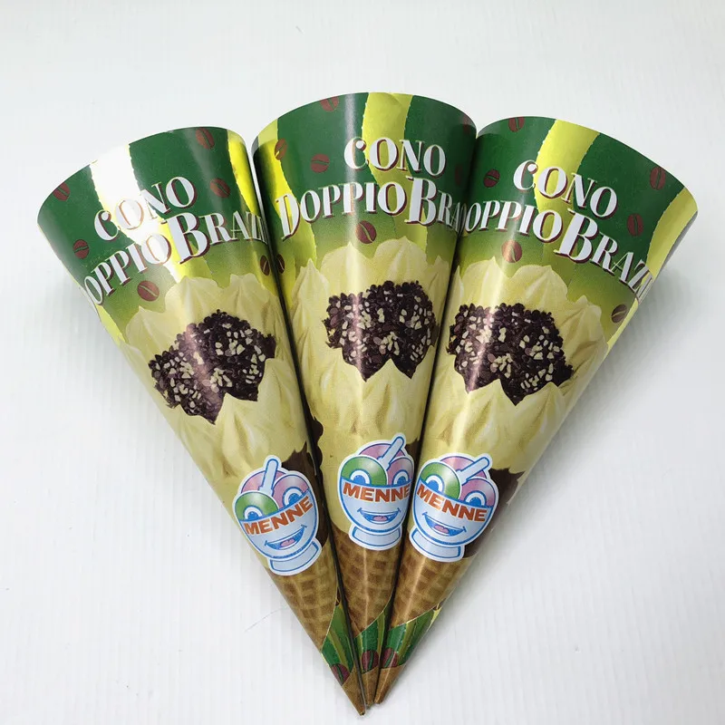 Custom printed Aluminum  Foil Kraft Ice Cream Paper Cone sleeve