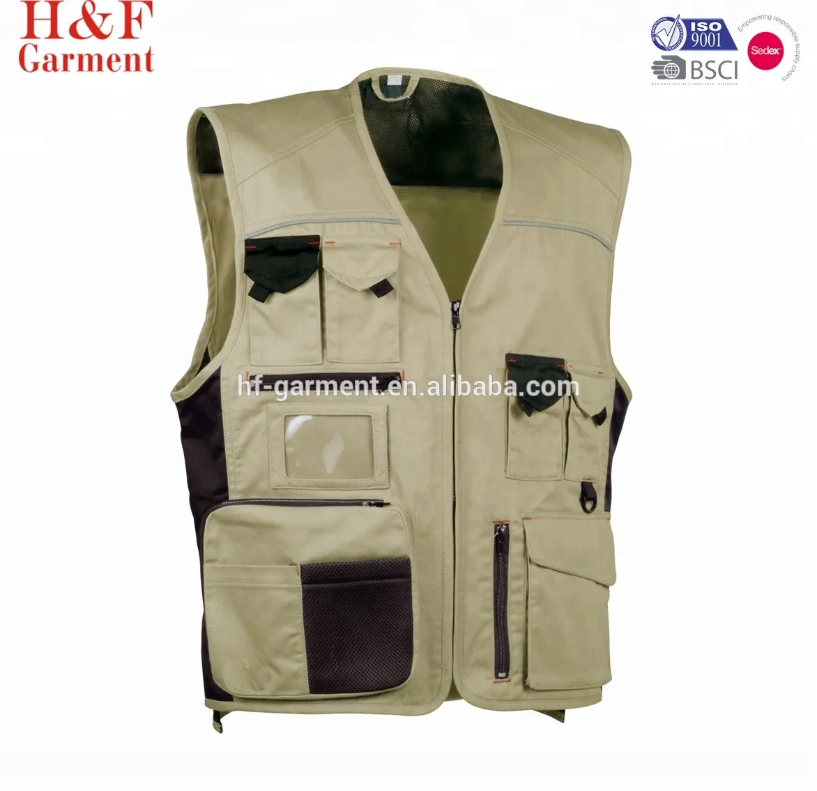 Custom men workwear vest twill fabric uniform tool vest mulit pocket