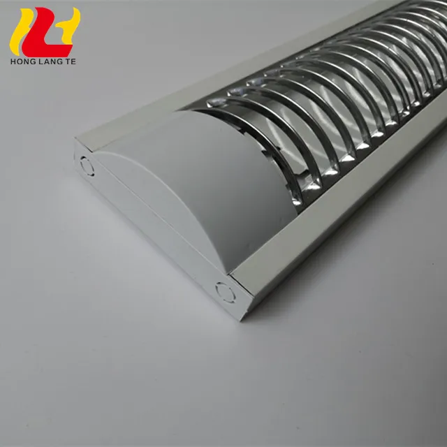 T8 T5  Double Tube Dustproof Grille Plastics Cover Workshop LED Fluorescent Fitting With Boxes Packaging Or With Ballast