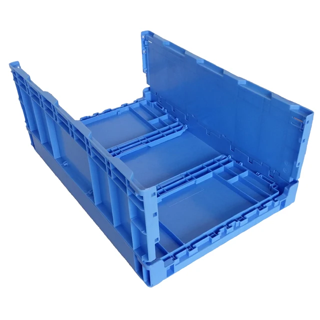 plastic crates folding stackable turnover box with lid plastic moving crate collapsible crate