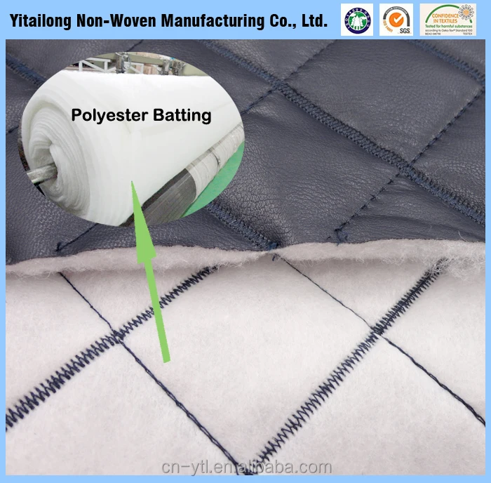 Warmth Keeping Polyester Batting Double Layer Pre Quilted Leather Jacket Fabric