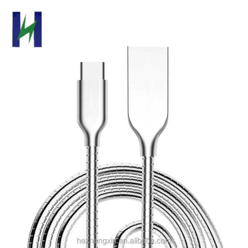 Hot sale Zinc Alloy metal Spring Data Line metal usb type c cable USB C CHARGER CABLE