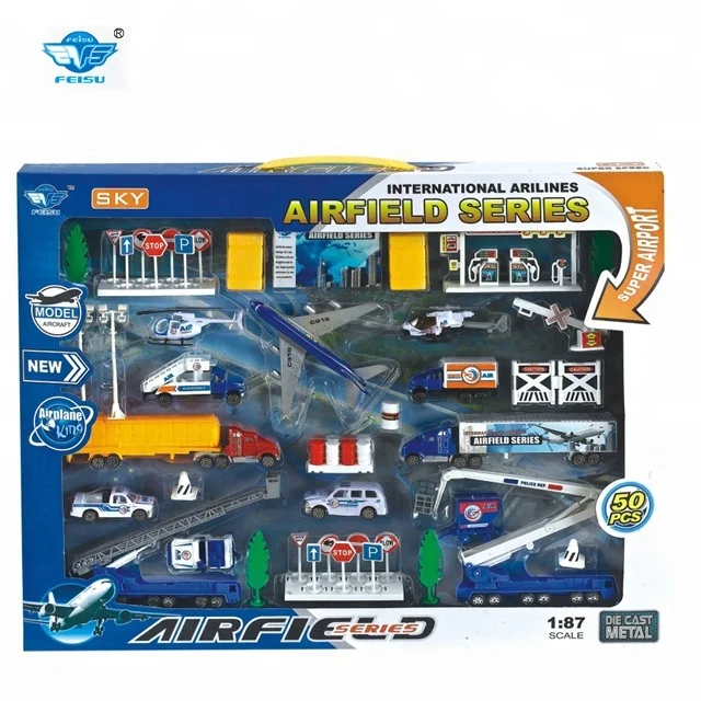 Airport set DIECAST metal toy car  airplane model for kids