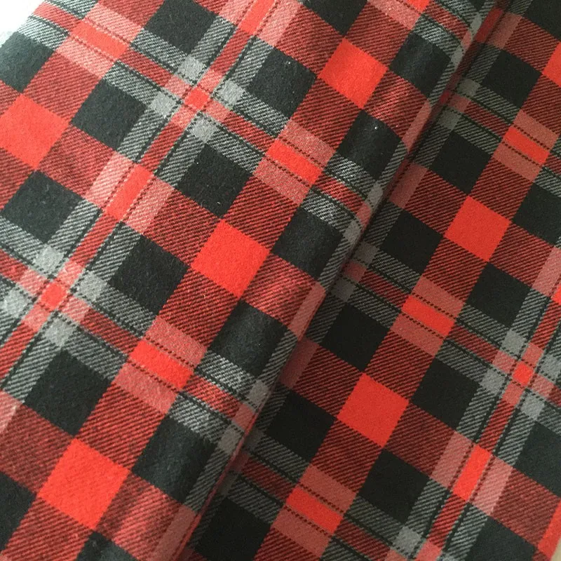 100% Cotton twill yarn dyed checks both side brushed soft plaid flannel shirting fabric