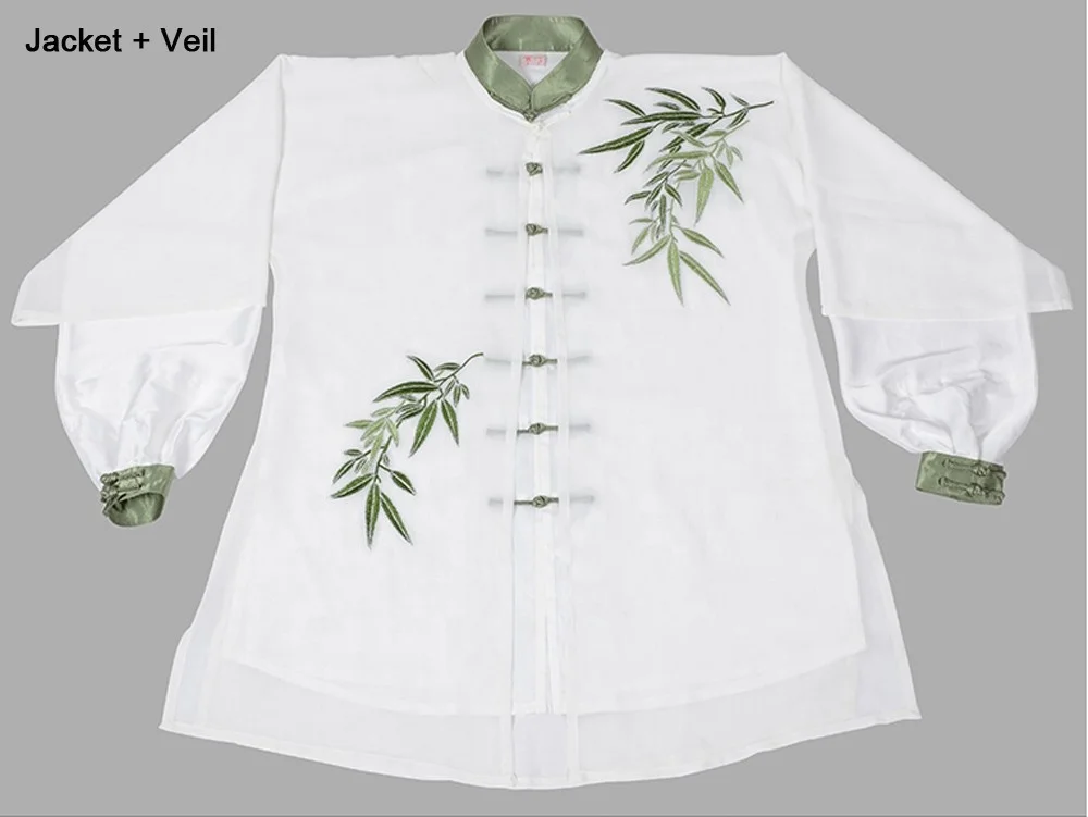 Embroidered Bamboo Tai Chi Suit Kung Fu Performance Clothing Women Morning Exercise Chinese Martial Art Uniform