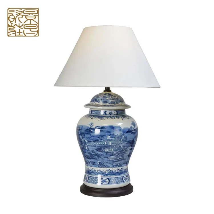 Modern living room lighting ceramic shade lamp table lamp with base switch