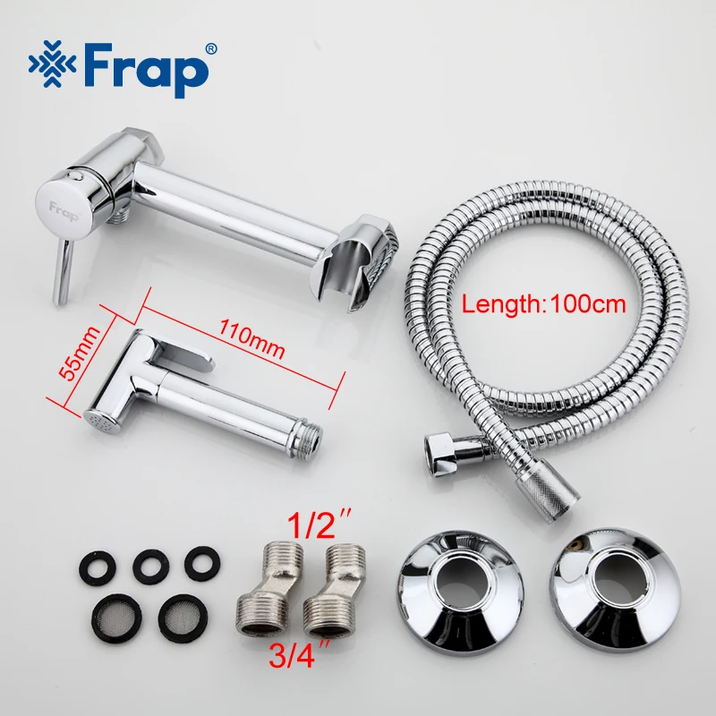 Frap Solid Brass Tube Cold and Hot Water Shower Mixer with Bidet Shower Head Single Handle Tap Crane F7503