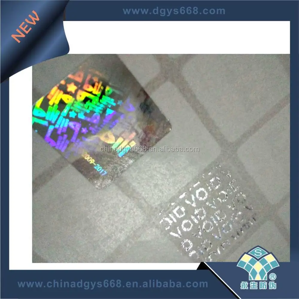 Rainbow effect custom 3d hologram sticker with custom VOID tamper resistant if removed