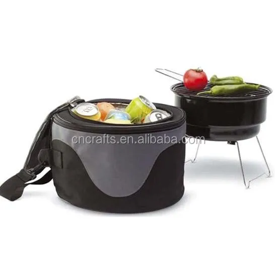 
2 in 1 Portable Outdoor Charcoal Barbecue BBQ Grill With A Cooler Bag 