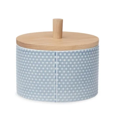 Porcelain candle jar container with bamboo lid