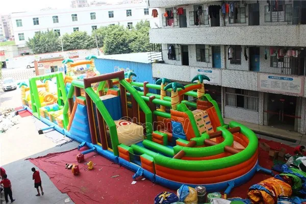 giant inflatable interactive adult game  inflatable obstacle course Jungle Inflatable Wipeout game
