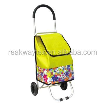 RW6205 China Shopping Bag Factory Supply Portable Folding Trolley Shopping Bag With Wheels In Leopard Print
