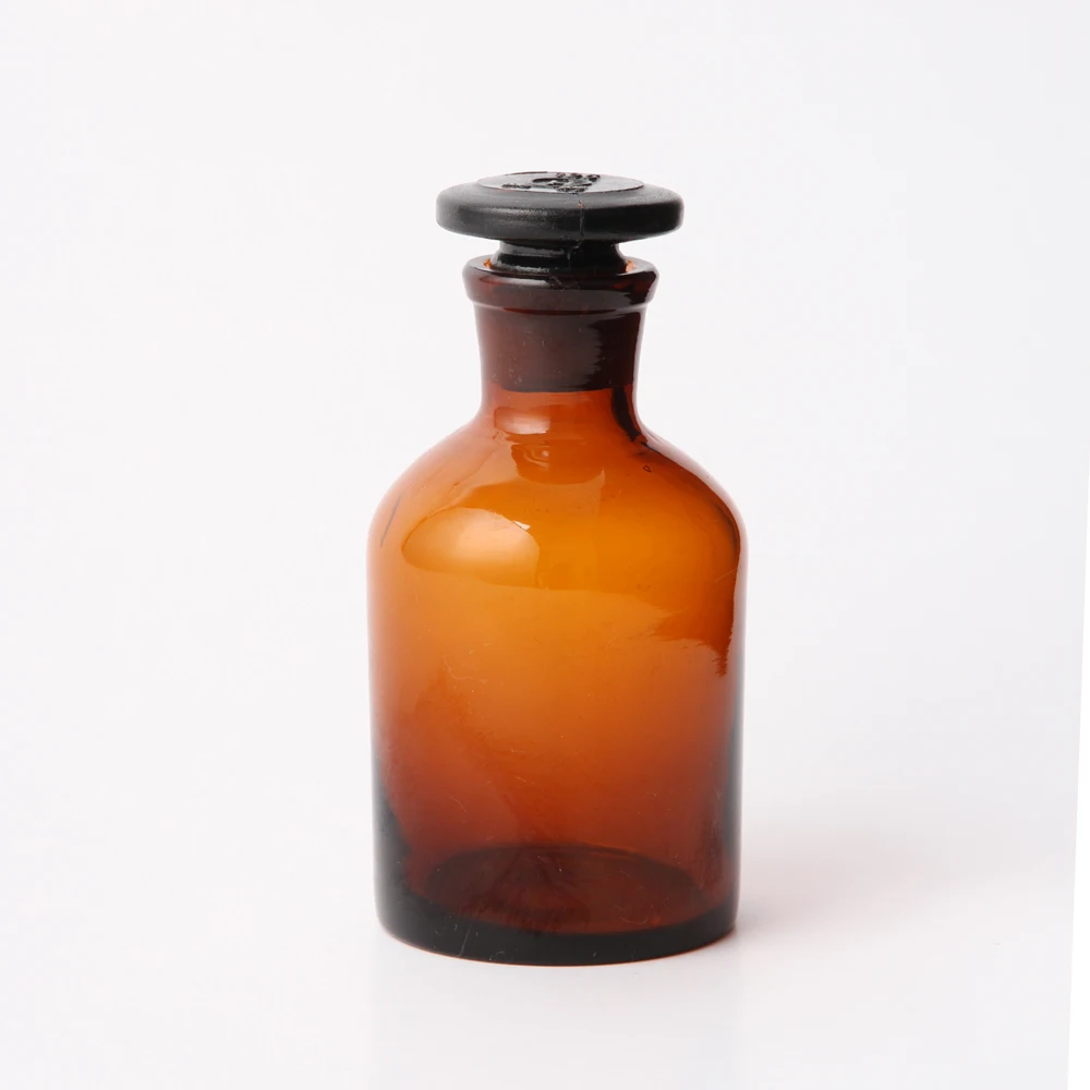 HUAOU Laboratory Glassware Amber Glass 250ml Narrow Mouth Reagent Bottle
