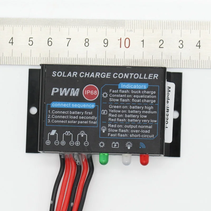 PWM 20A IP68 Waterproof Solar Charge Controller 12V 24V LED Display CE ROHS Solar Panel Charge Regulator