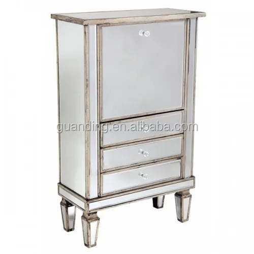 mirrored antique jewelry cabinet with multi drawers