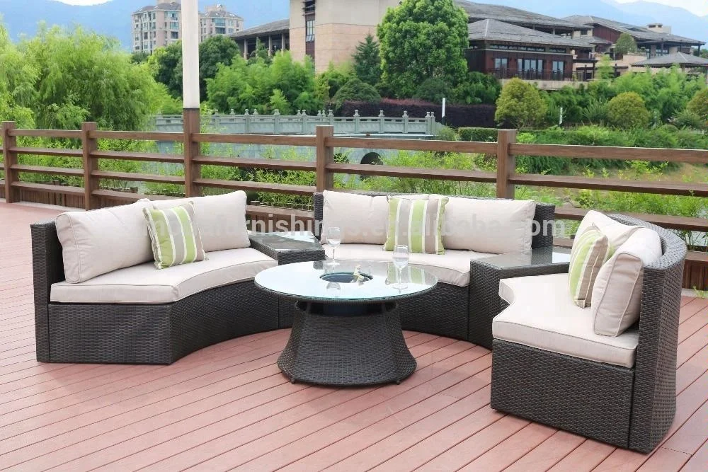 2018 Stylish Rattan Half Moon Sofa Sets Patio Wicker Outdoor Garden Furniture