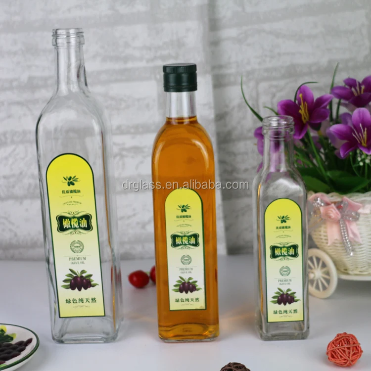 Transparent 250ml500ml750ml Camellia Oil Bottle Glass Dark Green Olive Oil Bottle