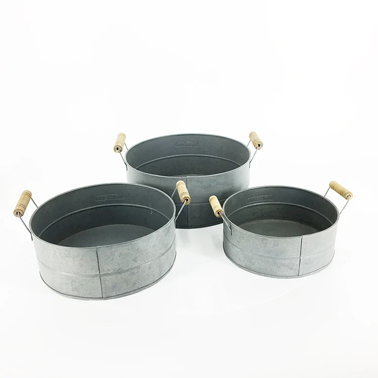 Pale Tin Metal Fairen Trays set of 3