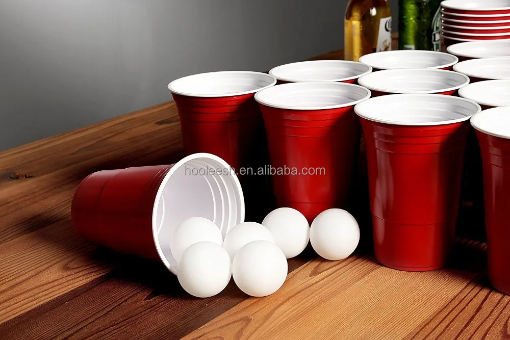16OZ PVC Box Package Beer Pong Drinking Game with Beer Cup and Balls Set Disposable