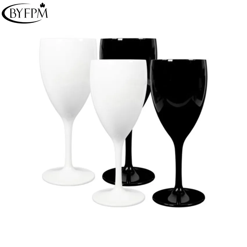 300ml Factory Customized Size Acrylic Wine Goblet Solid Color Food Grade Plastic Black Drinking Wine Glass for Sale
