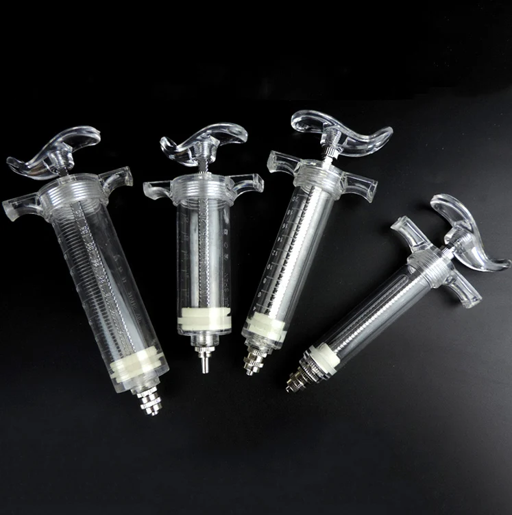 HIGH QUALITY REUSABLE TPX PLASTIC STEEL VETERINARY ANIMAL SYRINGE WITH DOSE NUT