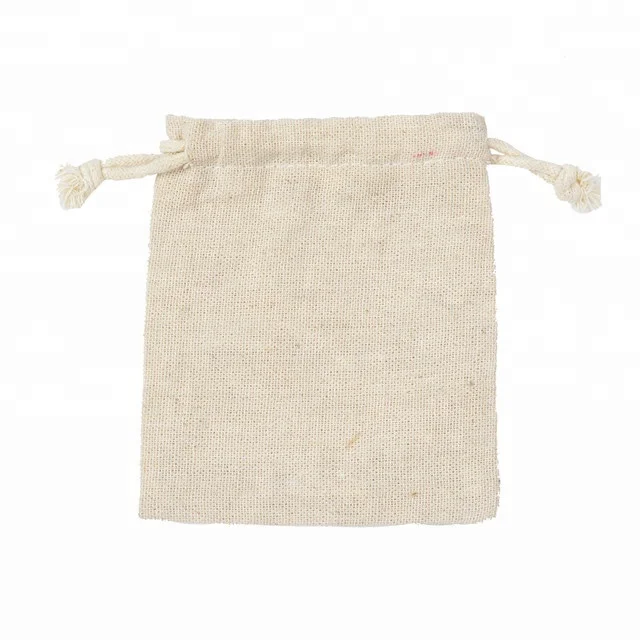 9*12cm Plain Cotton Linen Pouch with Drawstring Rice Tea Sachet Packing Cotton Linen Bags