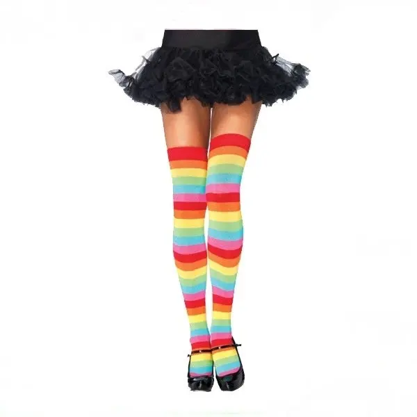 Women Multi Neon Color Fancy Design Thigh High Over the Knee Socks Stockings