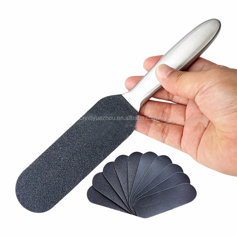 Metal Handle Stainless Steel Pedicure Replaceable Sandpaper Foot File Callus Remover