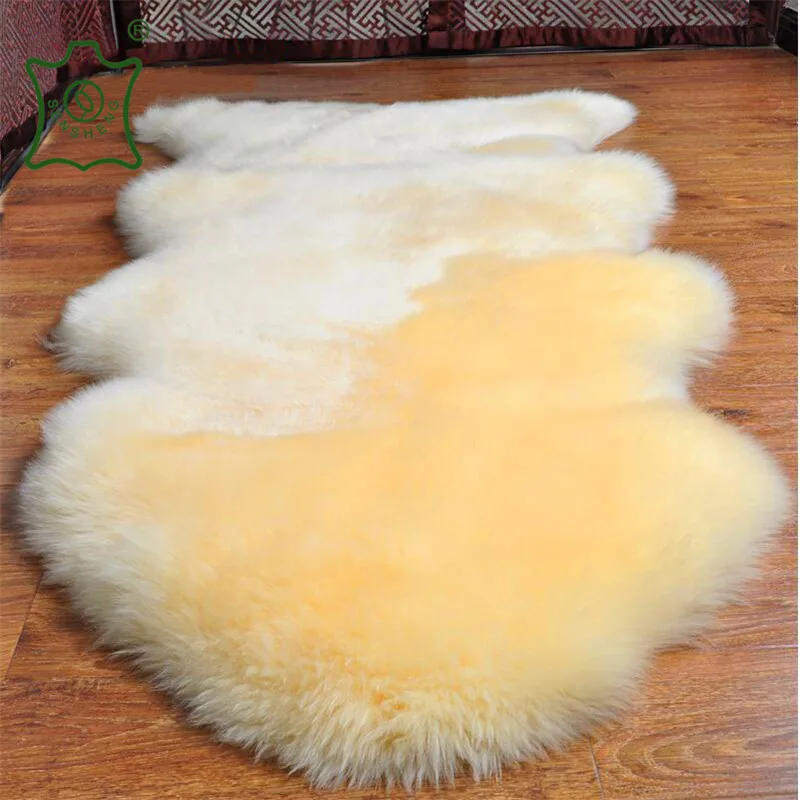 Popular Luxury Real Sheepskin Rugs Dark Brown Pink Beige White Fur Rugs Home Decoration