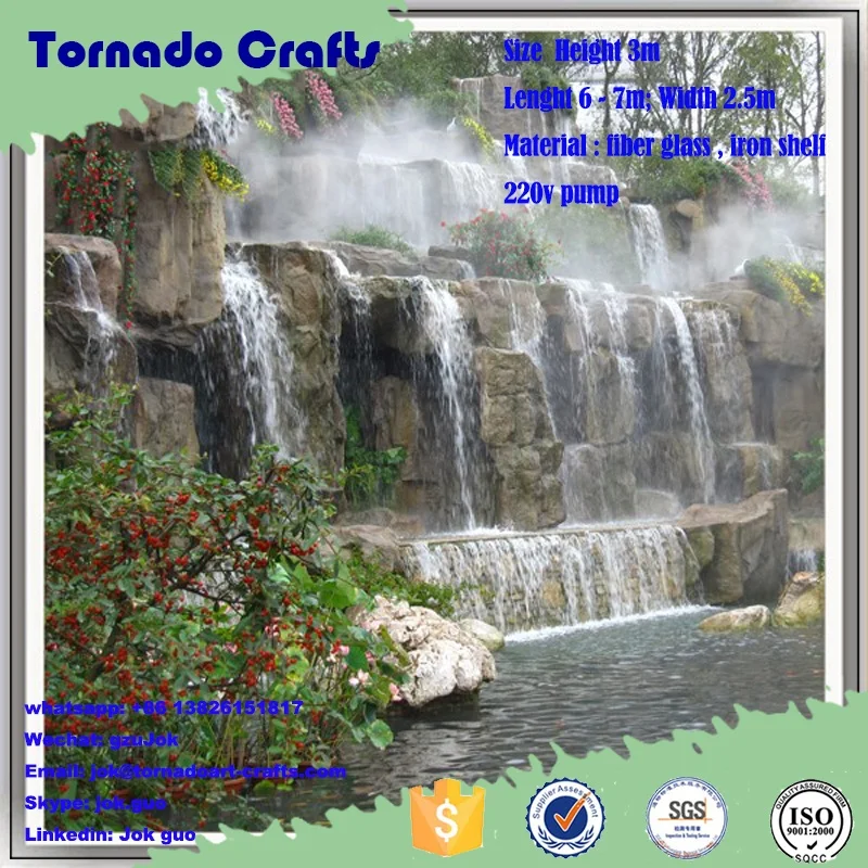 2017 Home and garden stone wall artificial fiberglass garden rock waterfall decoration