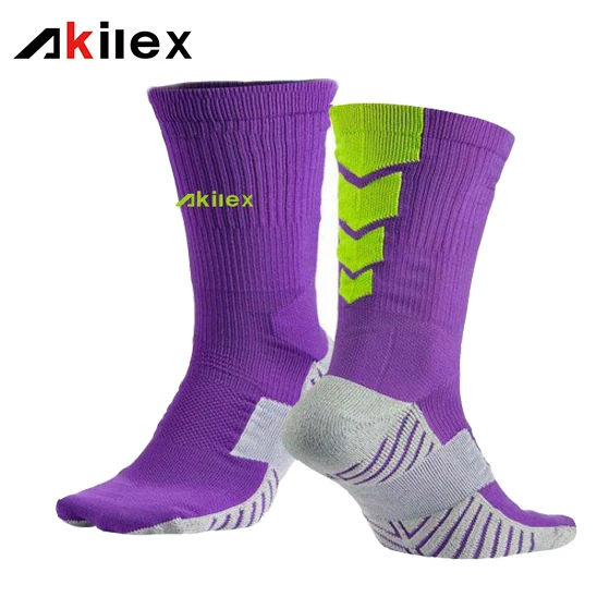 Akilex High quality custom logo sport crew running basketball socks with low MOQ