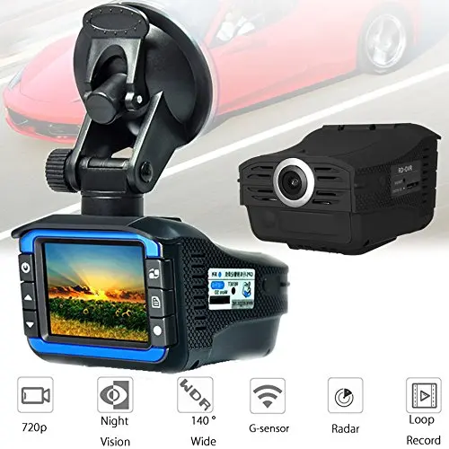 2-in-1 Radar Laser Speed Detector Car DVR Recorder Dash Camera Night Vision
