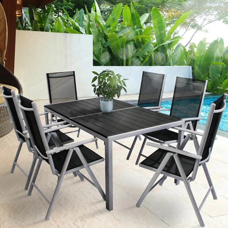 Outdoor aluminum garden dining table and Chair Set dinner table set for 6 people