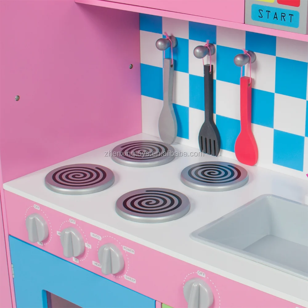 Wooden kids modern miniature kitchen set toy