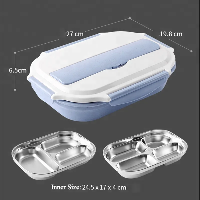 304 Stainless Steel Lunch Box 4 Compartment Leakproof Insulated Wholesale Bento Boxes for Kids Children