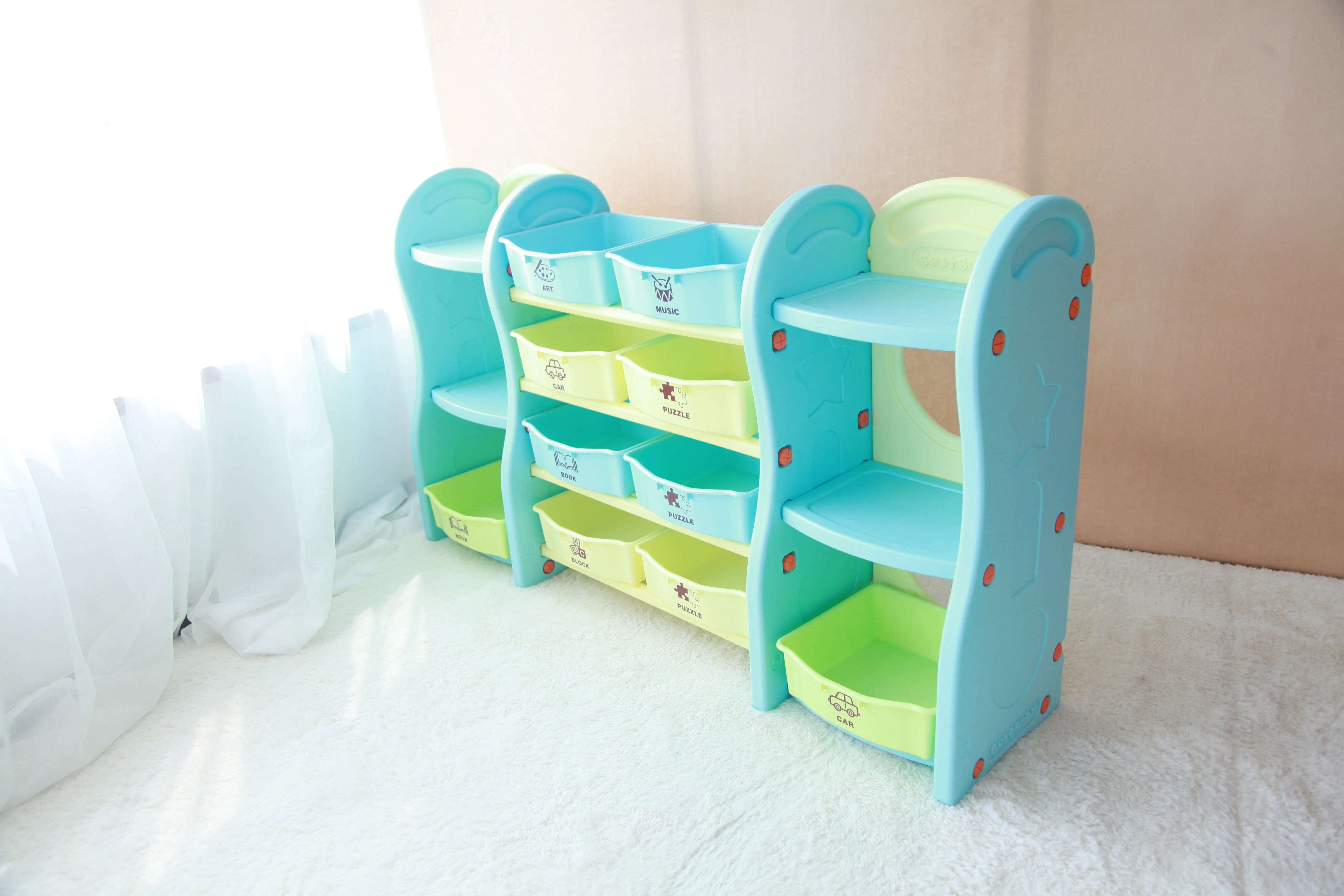 Home Use Children Plastic Multi-funtion Toy Storage Bin Combined Kids Toy Organizer with Bin
