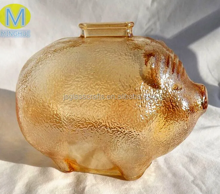 Creative glass piggy bank in pig shape coin money cash saving box kids gift