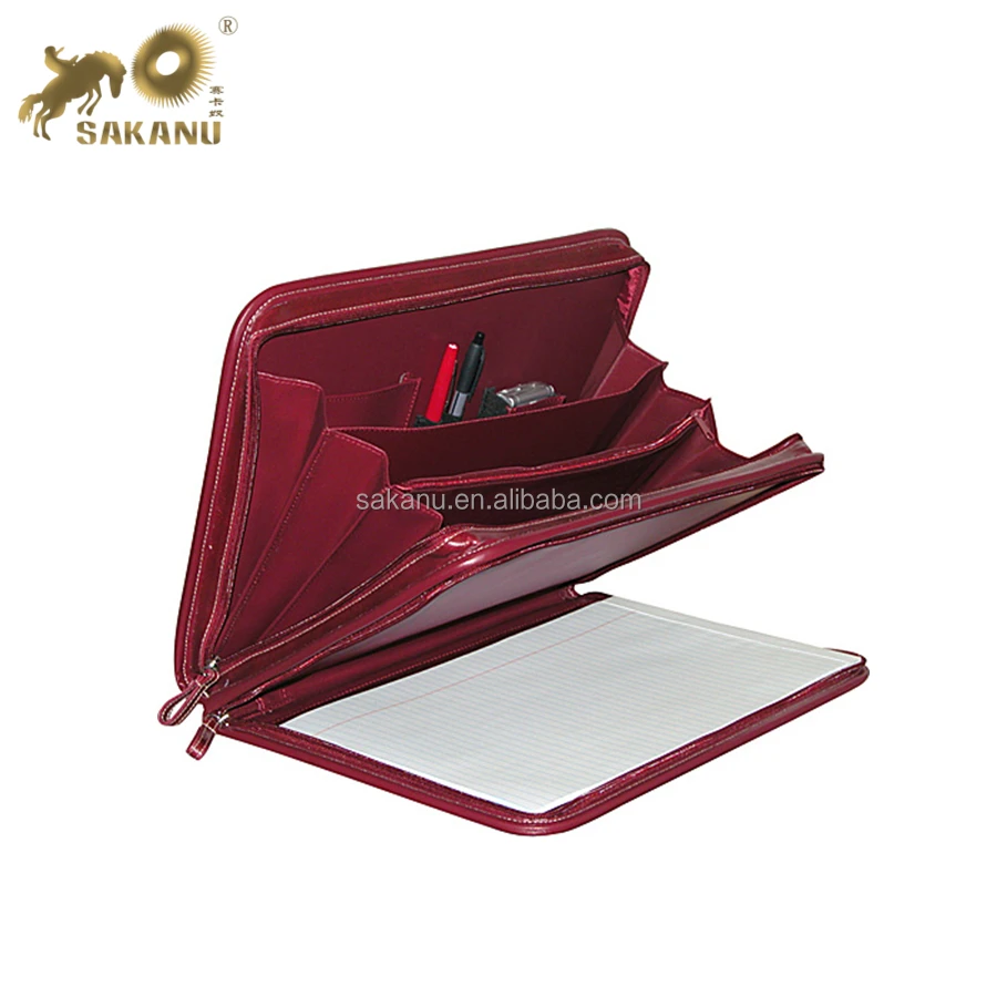A4 PU leather accordion file folder portfolio padfolio